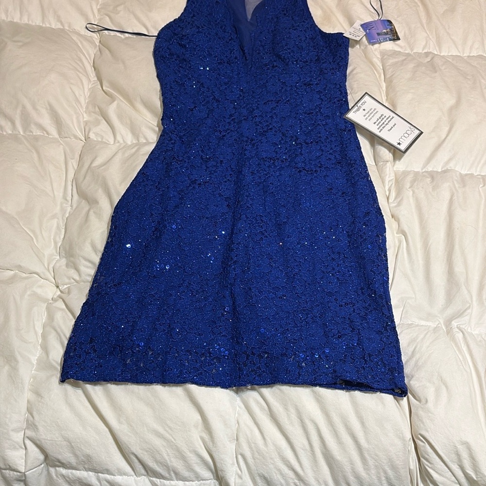 Elegant Blue Lace Dress